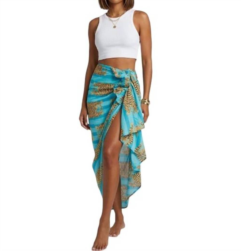 NEW GUADALUPE DESIGN luciana pareo skirt in cyan